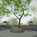Modern Tree Pool Landscape Tree Pool Seat 3d model