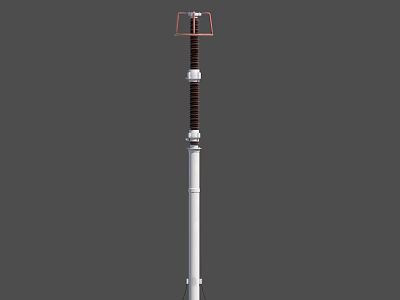 Industrial Electrical Support Pole With Insulator And Reinforced Steel Structure 3d model
