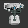 Modern Robotic Device With Mechanical Arms Blue Lenses And Storage Case Base