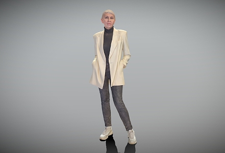 Business lady standing lady European and American white 3d model