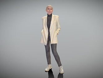 Business lady standing lady European and American white 3d model