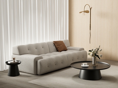 Ligne Roset Modern Double Sofa Coffee Table Combination Rochsburg Double Sofa 3d model