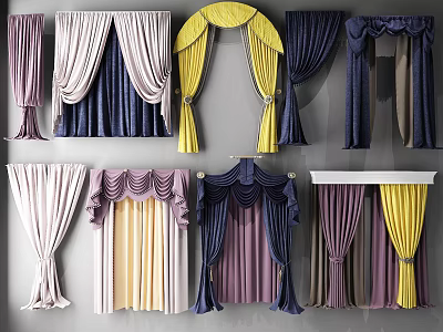 European Curtain Curtain Home Textile Curtain Gauze Curtain Roller Curtain Roman Curtain 3d model