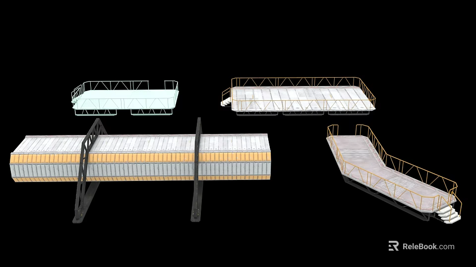 Industrial Equipment Platform Systems with Metal Frame and Railing Structures for Industrial Workstations 3d model 