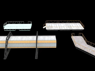 Industrial Equipment Platform Systems with Metal Frame and Railing Structures for Industrial Workstations 3d model