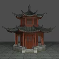 Traditional Chinese Style Pavilion With Multi Tiered Roof Wooden Structure Stone Steps And Pavement