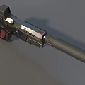 Futuristic Weapon Pistol With Black Body Red Accents And Tactical Scope