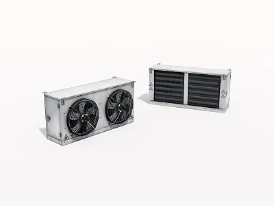 Efficient Air Conditioning Fans With Dual Blades And Metal Casing Design 3d model