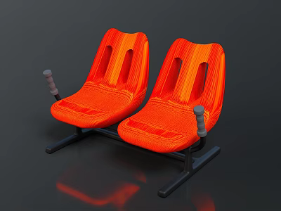 Modern Orange Striped Seats With Black Frames Public Venue Furniture 3d model