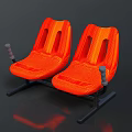 Modern Orange Striped Seats With Black Frames Public Venue Furniture