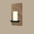 Wooden Rectangular Wall Lamp with Black Base White Lampshade Illuminated on Light Colored Wall 3d model