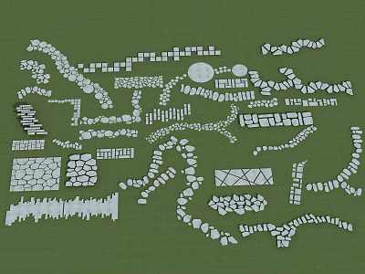 Ground Paving Design With Various White Shapes And Different Elements Collection 3d model