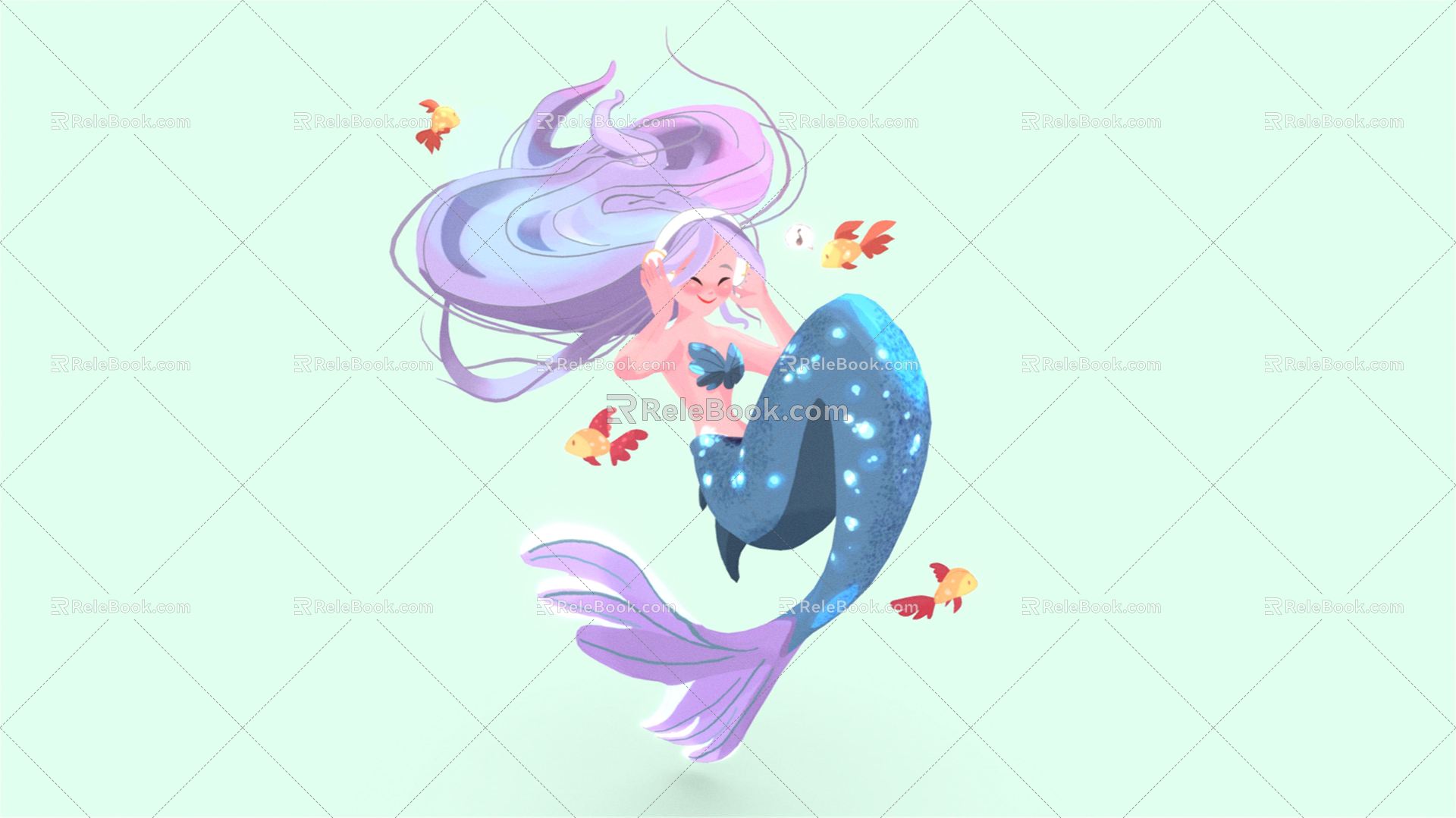 Modern game character mermaid 3d model