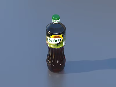 Mecta Beverage In Dark Bottle With Green Cap And Sunflower Label Design 3d model