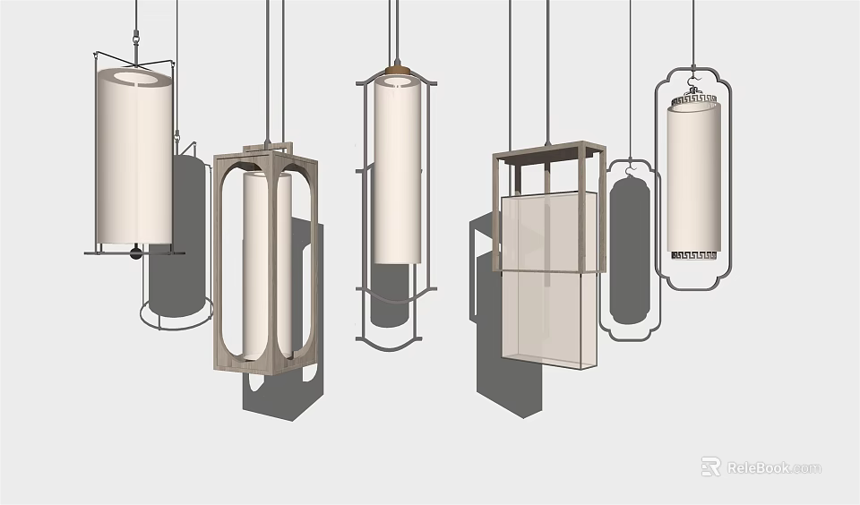 Stylish Pendant Lights Featuring Different Contemporary Shapes And Unique Structures For Interior Design 3d model