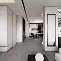 Modern Living And Dining Room Interior With White Sofas Glass Coffee Table And Large Windows