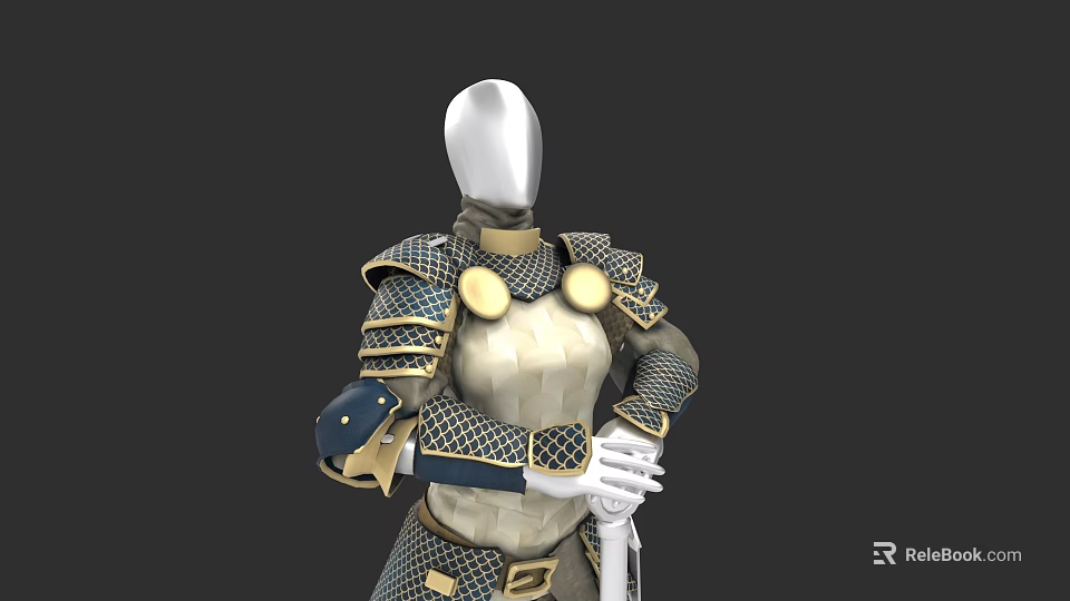 Detailed Medieval Sword With Metallic Armor And Chainmail Design Features 3d model