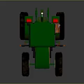 Green Agricultural Tractor Design With Yellow Wheels Muddy Tires And Cab