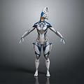 Futuristic Sci Fi Female Game Character With Blue White Armor And Mechanical Design