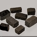 Various Textured Bricks In Different Sizes And Colors On White Surface 3d model