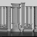 Ornate Roman Columns Architectural Design With Intricate Carvings And Decorative Busts