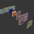 Different Shaped Stacked Stone Wall Units As 3D Models For Building 3d model
