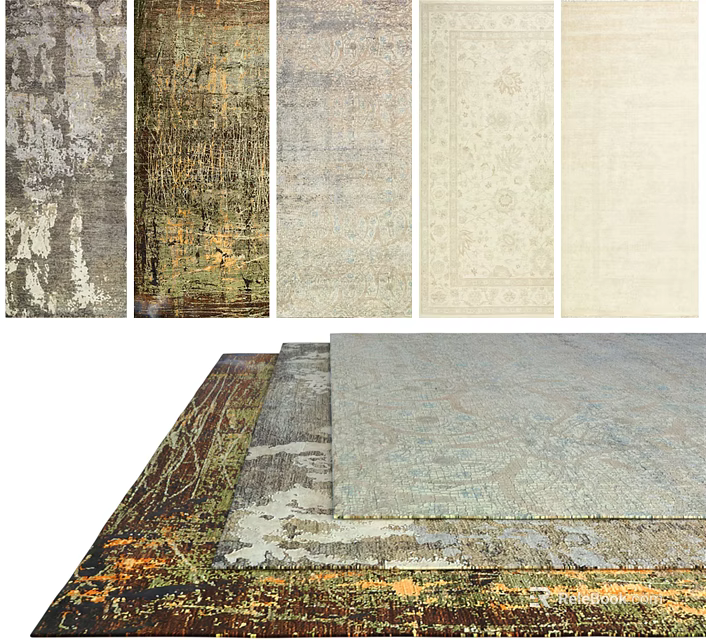 Square Rugs Featuring Various Textured Patterns And Neutral Tones For Home Decor 3d model