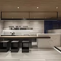 Modern Open Kitchen Interior Design With Wooden Ceiling Island Counter And Seating