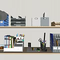 Folder Stationery Office Supplies Storage Rack File Box Folder File Basket Pen Holder Calculator 3d model