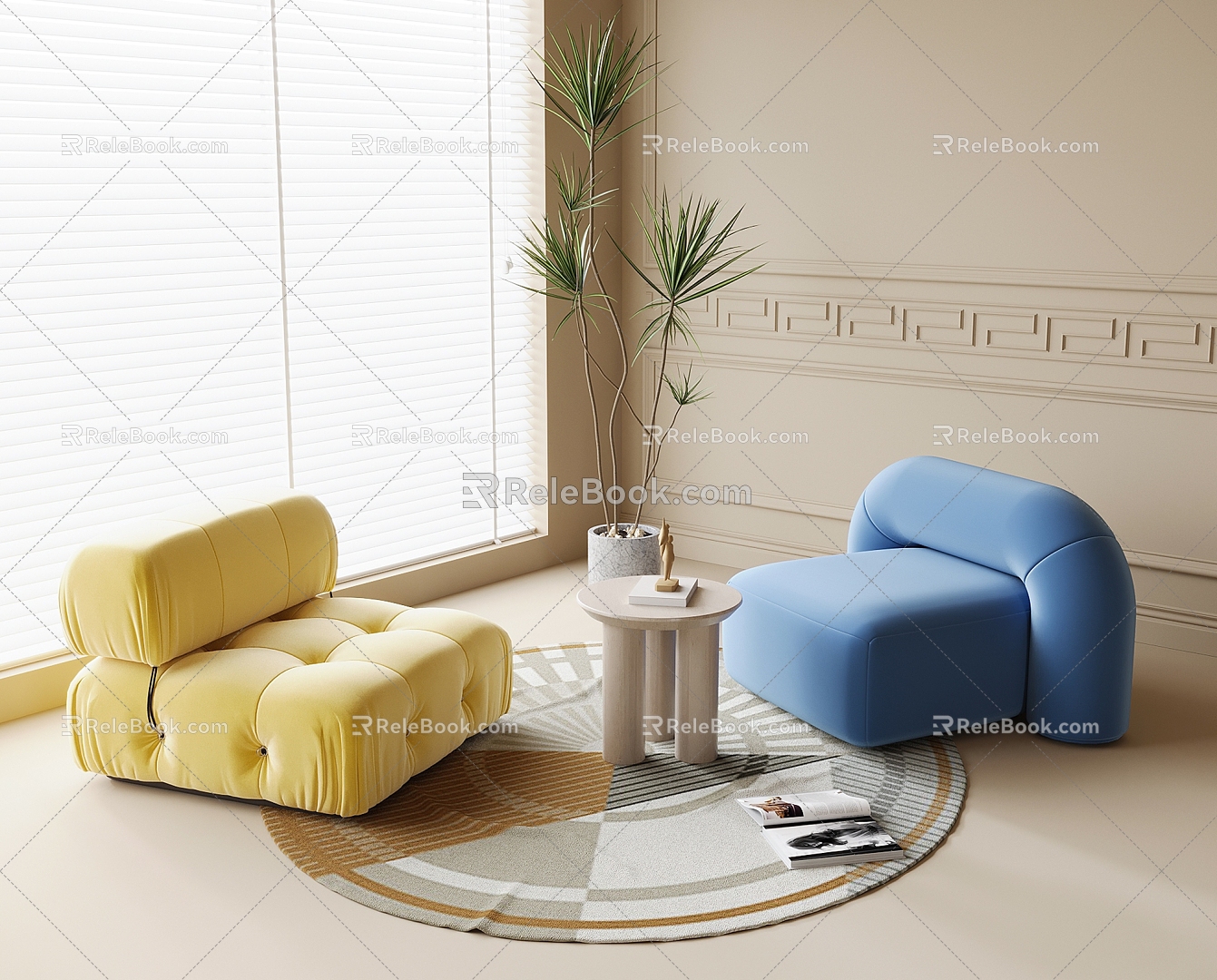 Modern Lazy Sofa Sofa Stool Side Corner Single Person Sofa 3d model