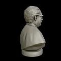 Detailed Lifelike Portrait Bust Sculpture Carved With Realistic Facial Features And Base