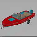 Red Water Transport Boat Featuring Open Cockpit Wooden Seats And Modern Design