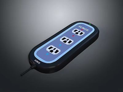 Modern Power Strip With Multiple Outlets Electrical Accessory For Home Office 3d model