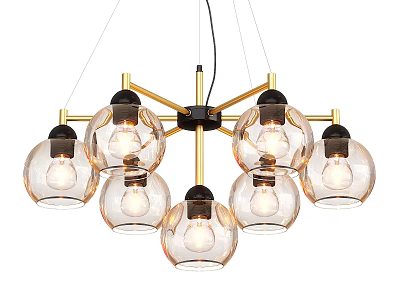 Modern Pendant Light With Multiple Glass Globe Shades And Metal Frame Design 3d model
