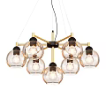 Modern Pendant Light With Multiple Glass Globe Shades And Metal Frame Design