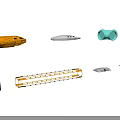 Fighter Jet Yellow White Fuselage And Wing Components Mechanical Assembly Parts
