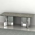 Sleek Modern Dining Table With Marble Top And Polished Metal Legs Design 3d model