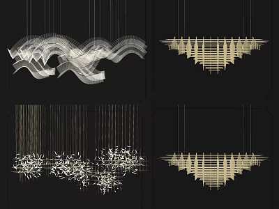 Contemporary Crystal Chandeliers With Unique Wavy Geometric And Branch Inspired Patterns 3d model