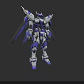 Futuristic Mech Robot Character With Blue White Gray Color Mechanical Wings And Detailed Armor