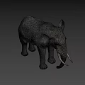 Realistic Gray Elephant with Large Tusks as Game Movie Character