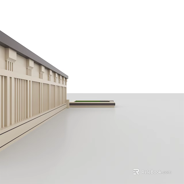 Modern Building Exterior Wall Design With Clean Lines And Horizontal Stripes 3d model 