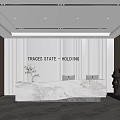 Modern company front desk office area reception area front desk background wall violent bear 3d model