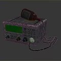 Weapon Communication Device With Vintage Radio Microphone Green Digital Screen Knobs And Connecting Cables 3d model