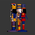 Set of Colorful Nutcracker Dolls with Traditional Soldier and King Costumes on Wooden Bases