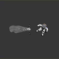 Astronaut In White Spacesuit Interacting With Ethereal Figure And White Flowing Scarf On Reflective Surface