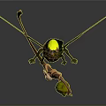 Magical Animal 3D Render With Green Body Transparent Yellow Wings And Leaf Features