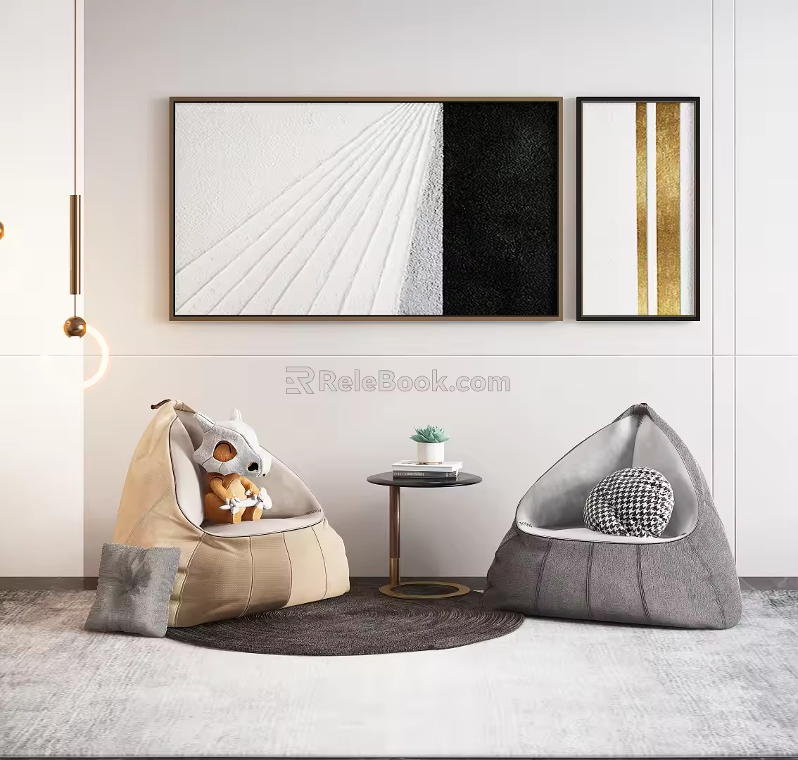 Nordic Lazy Sofa Fabric Lazy Sofa Side Table 3d model