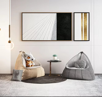 Nordic Lazy Sofa Fabric Lazy Sofa Side Table 3d model
