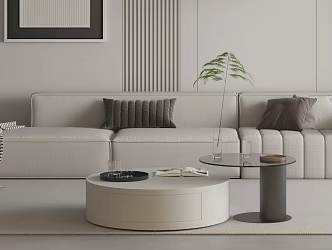Cream wind sofa coffee table combination decorative painting carpet 3d model