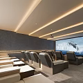 Luxury Club Theater With Comfortable Seats Big Screen Projector And Ambient Lighting